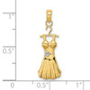 14k Yellow Gold w/Rhodium-Plated Dress w/Flower Pendant