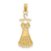 14k Yellow Gold w/Rhodium-Plated Dress w/Flower Pendant