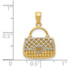 14k Yellow Gold And Rhodium Reversible Heart Handbag Pendant