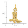 14k Yellow Gold 3-D Cowboy Boot Pendant