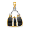 14k Yellow Gold and Rhodium 3-D and Enameled Moveable Handbag Pendant
