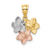 14k Yellow, White and Rose Gold Flower Pendant