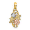 14k Yellow and Rose Gold with Rhodium Flowers Pendant