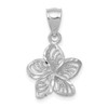 14k White Gold Polished and Beaded Plumeria Flower Pendant C4825W