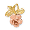 14k Two-tone Gold Rose Flower Slide