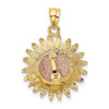 14k Two-Tone Gold Polished Sunflower Pendant