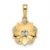 14k Yellow Gold and White Rhodium Diamond-cut Flower Pendant M2981