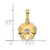 14k Yellow Gold and White Rhodium Diamond-cut Flower Pendant M2981