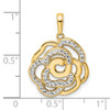 14k Yellow Gold and White Rhodium Diamond-cut Flower Pendant M2987
