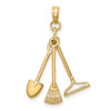 14k Yellow Gold 3-D Moveable Garden Tool Collection Pendant