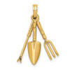 14k Yellow Gold 3-D Moveable Garden Hand Tool Collection Pendant