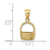 14k Yellow Gold 2-D Flat Back Basket Pendant