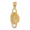 14k Yellow Gold 3-D 2 Handles Oval Basket Pendant