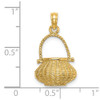 14k Yellow Gold 3-D Moveable Handle Flower Basket Pendant