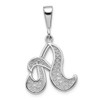 14K White Gold Solid Polished Filigree Initial A Pendant