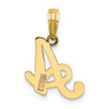 14k Yellow Gold Polished A Script Initial Pendant