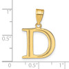14k Yellow Gold Polished Etched Letter D Initial Pendant