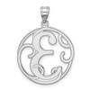 Sterling Silver Rhodium-plated Fancy Script Initial E Pendant