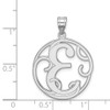 Sterling Silver Rhodium-plated Fancy Script Initial E Pendant