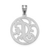 Sterling Silver Rhodium-plated Fancy Script Initial F Pendant