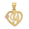 14k Yellow and Rose Gold Initial G In Heart Pendant