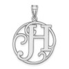 Sterling Silver Rhodium-plated Fancy Script Initial H Pendant