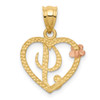 14k Yellow and Rose Gold Initial I In Heart Pendant