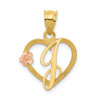 14k Yellow and Rose Gold Initial J In Heart Pendant