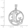 Sterling Silver Rhodium-plated Fancy Script Initial L Pendant