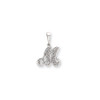 14K White Gold Solid Polished Filigree Initial M Pendant