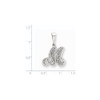 14K White Gold Solid Polished Filigree Initial M Pendant