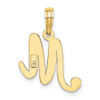 10k Yellow Gold Polished M Script Initial Pendant