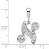 14K White Gold Solid Polished Filigree Initial N Pendant