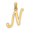 14k Yellow Gold Polished N Script Initial Pendant