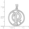 Sterling Silver Rhodium-plated Fancy Script Initial P Pendant