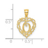 14k Yellow Gold O Script Initial In Heart Pendant