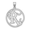 Sterling Silver Rhodium-plated Fancy Script Initial R Pendant