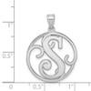 Sterling Silver Rhodium-plated Fancy Script Initial S Pendant