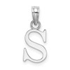 10k White Gold Polished S Block Initial Pendant