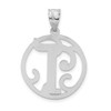 Sterling Silver Rhodium-plated Fancy Script Initial T Pendant