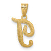 14k Yellow Gold T Script Initial Pendant