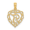 14k Yellow Gold T Script Initial In Heart Pendant