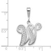 14K White Gold Solid Polished Filigree Initial W Pendant