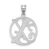 Sterling Silver Rhodium-plated Fancy Script Initial X Pendant