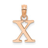 14K Rose Gold Polished X Block Initial Pendant