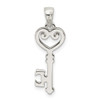 Sterling Silver Polished Small Heart Key Pendant