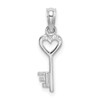 14k White Gold Key w/Heart Pendant