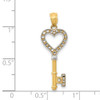 14k Yellow Gold and White Rhodium Polished Heart Key Pendant YC1031