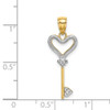 14k Yellow Gold w/Rhodium Key w/Heart Pendant