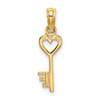 14k Yellow Gold Key w/Heart Pendant